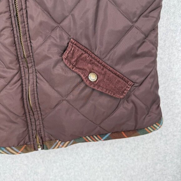 Cabi Womens Puffer Quilted Vest Size M Brown Plaid Corduroy Equestrian Style 694 - Picture 4 of 11